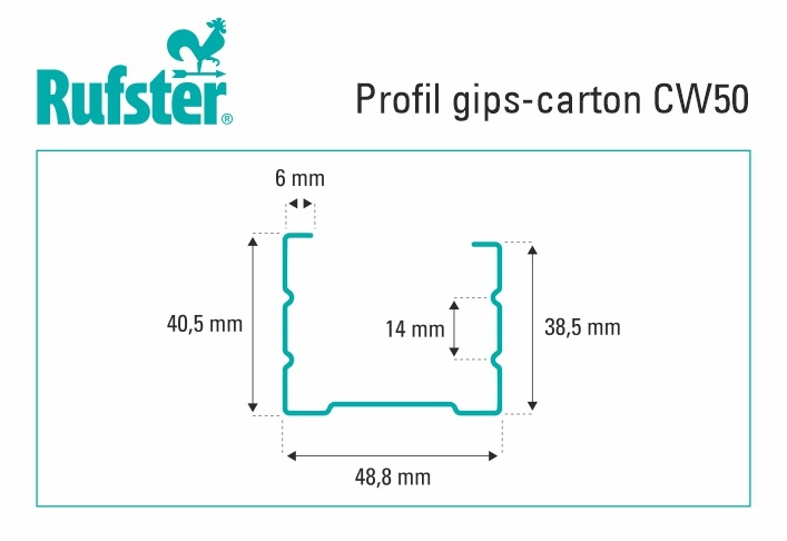 profile gips-carton CW50 - schita
