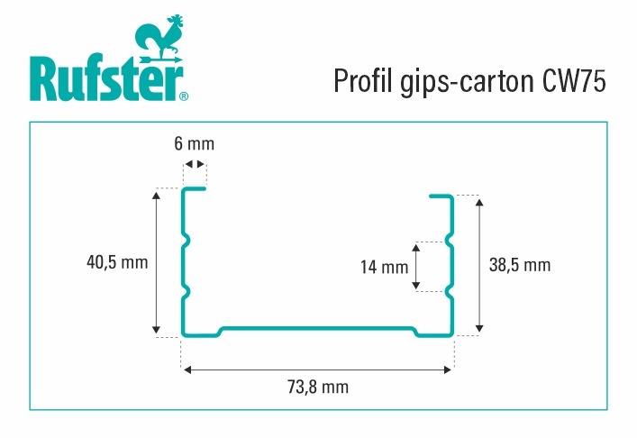 profile gips-carton CW75 - schita