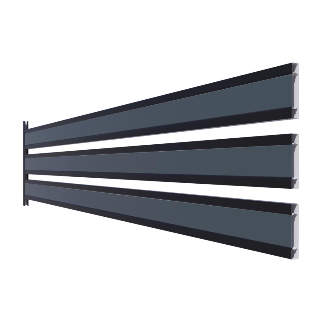 Element combinat pentru gard, RUFSTER, grosime tablă 0,50 mm, culoare RAL 9005 MS (negru) + RAL 7016 MS (gri-antracit)