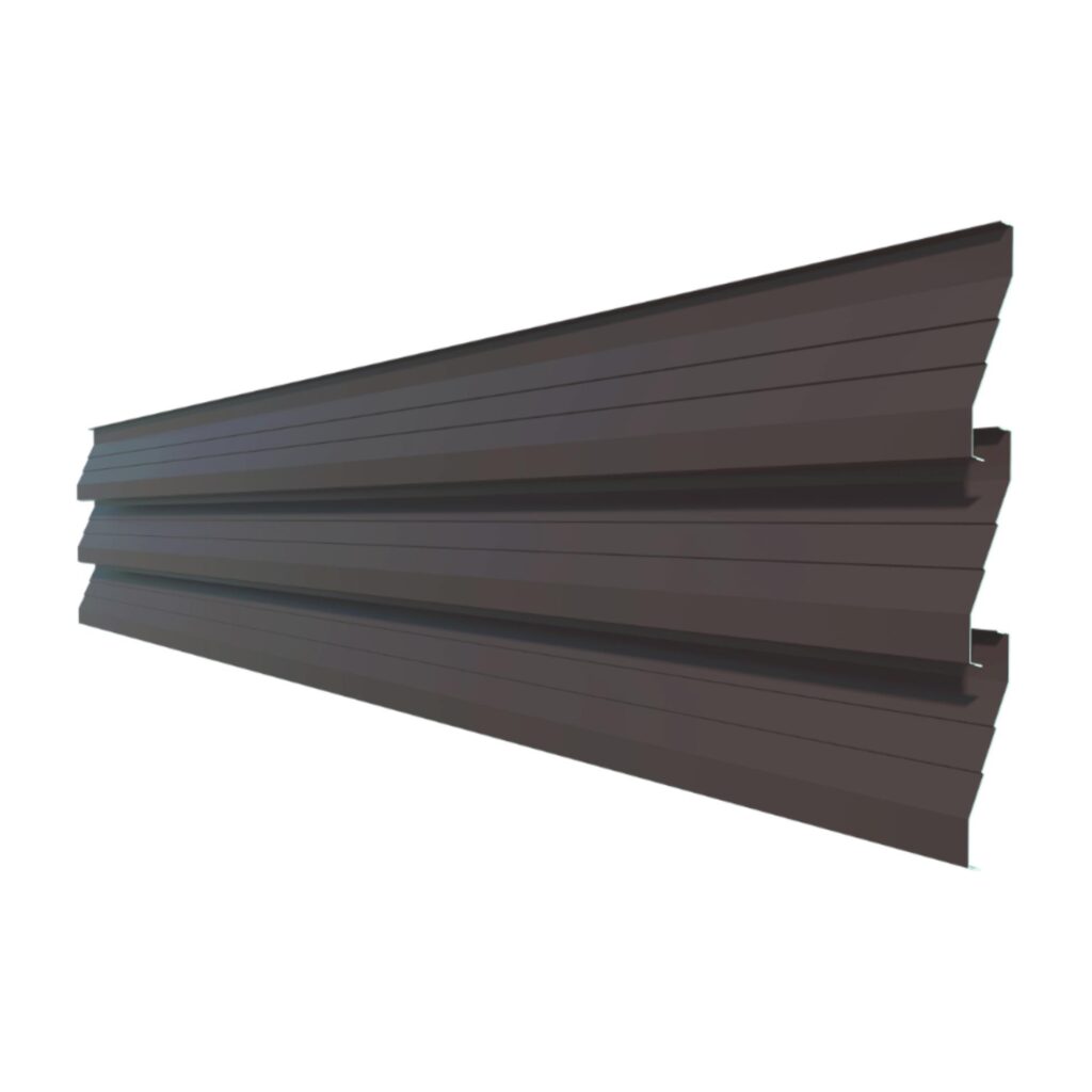Element jaluzea gard RUFSTER ZT125, grosime tablă 0,45 mm, RAL 8019 MS, maro-grafit mat structurat, vopsit pe ambele fețe