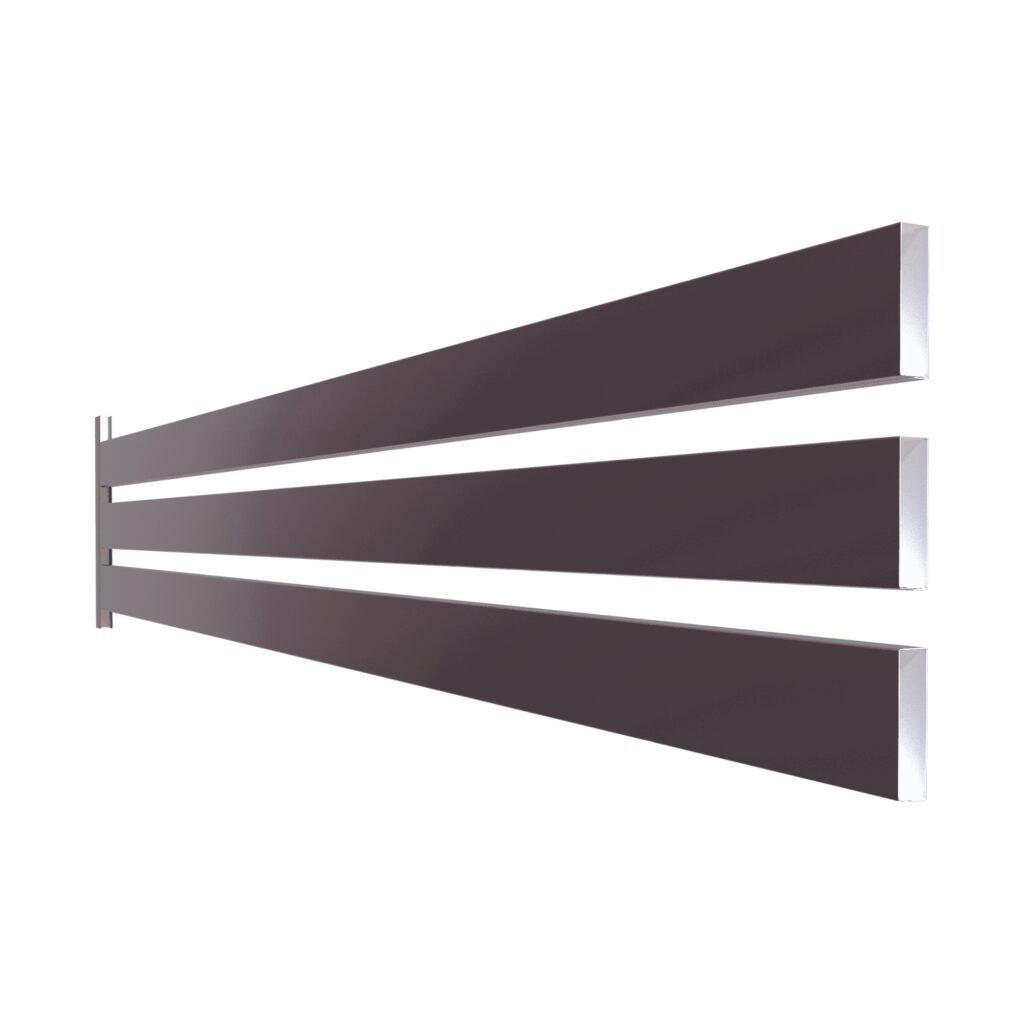 Element rectangular pentru gard, RUFSTER, dimensiune 80x20 mm, grosime 0,50 mm, finisaj mat structurat, culoare maro-grafit RAL8019MS