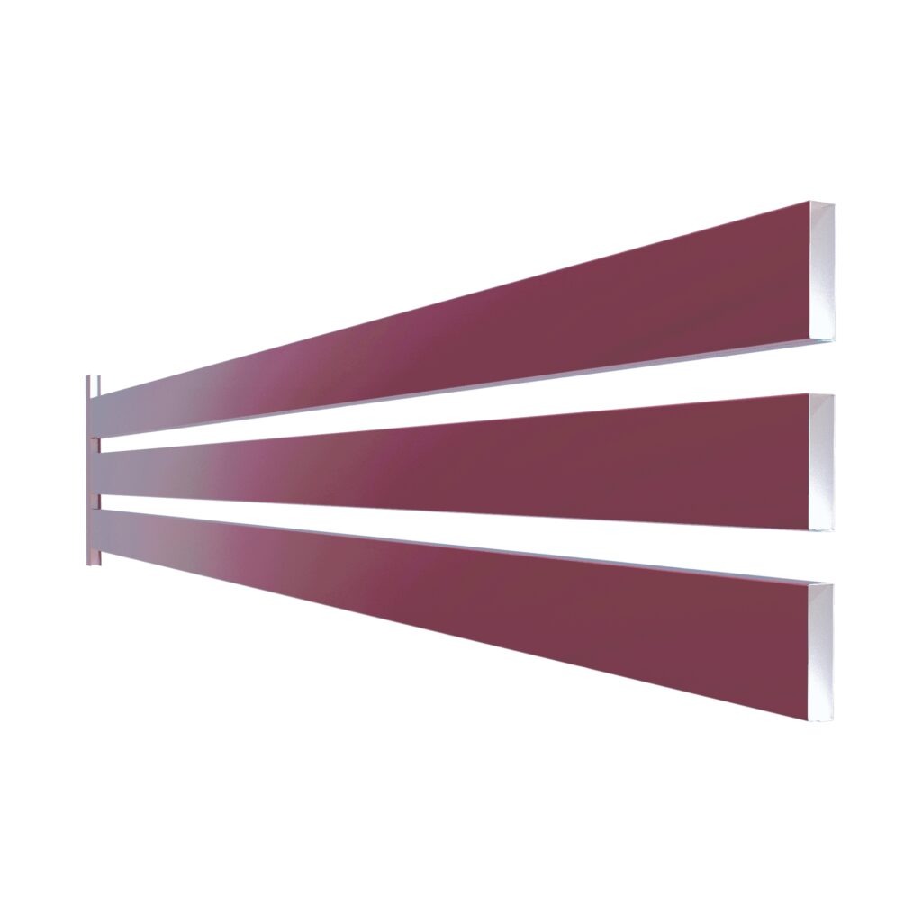 Element rectangular pentru gard, RUFSTER, dimensiune 80x20 mm, grosime 0,50 mm, finisaj super-poliester, culoare vișiniu RAL3005MPR