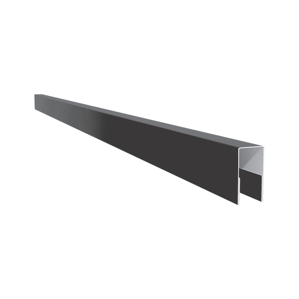 Profil U pentru gard rectangular, grosime tablă 0,50 mm, dimensiuni 35x21 mm, RAL 9005MS, negru mat structurat
