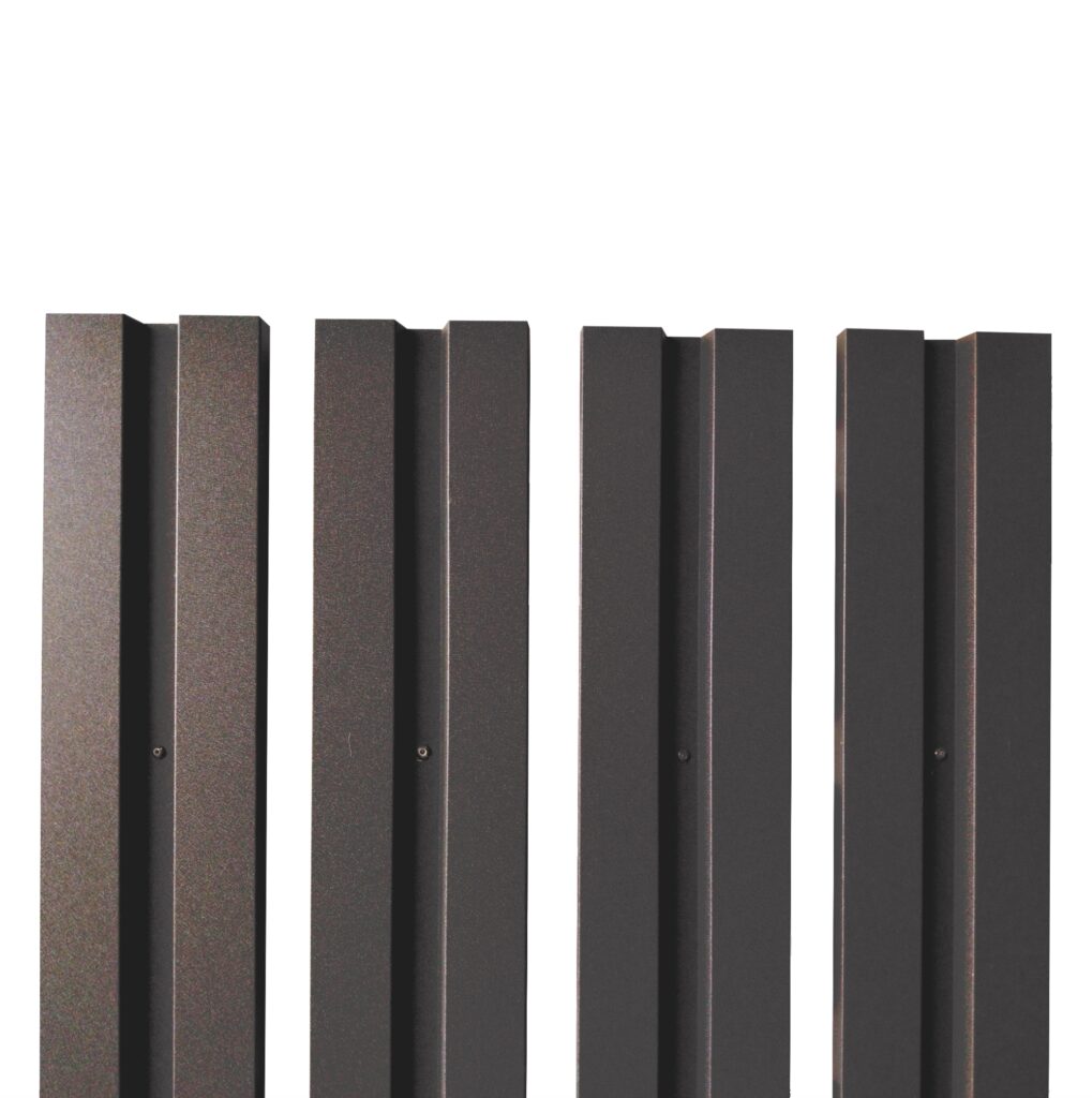 Șipcă gard V1 RUFSTER – 0,45 mm – Maro-grafit RAL 8019 – Poliester mat structurat (MS) – pe ambele fețe – M2P3