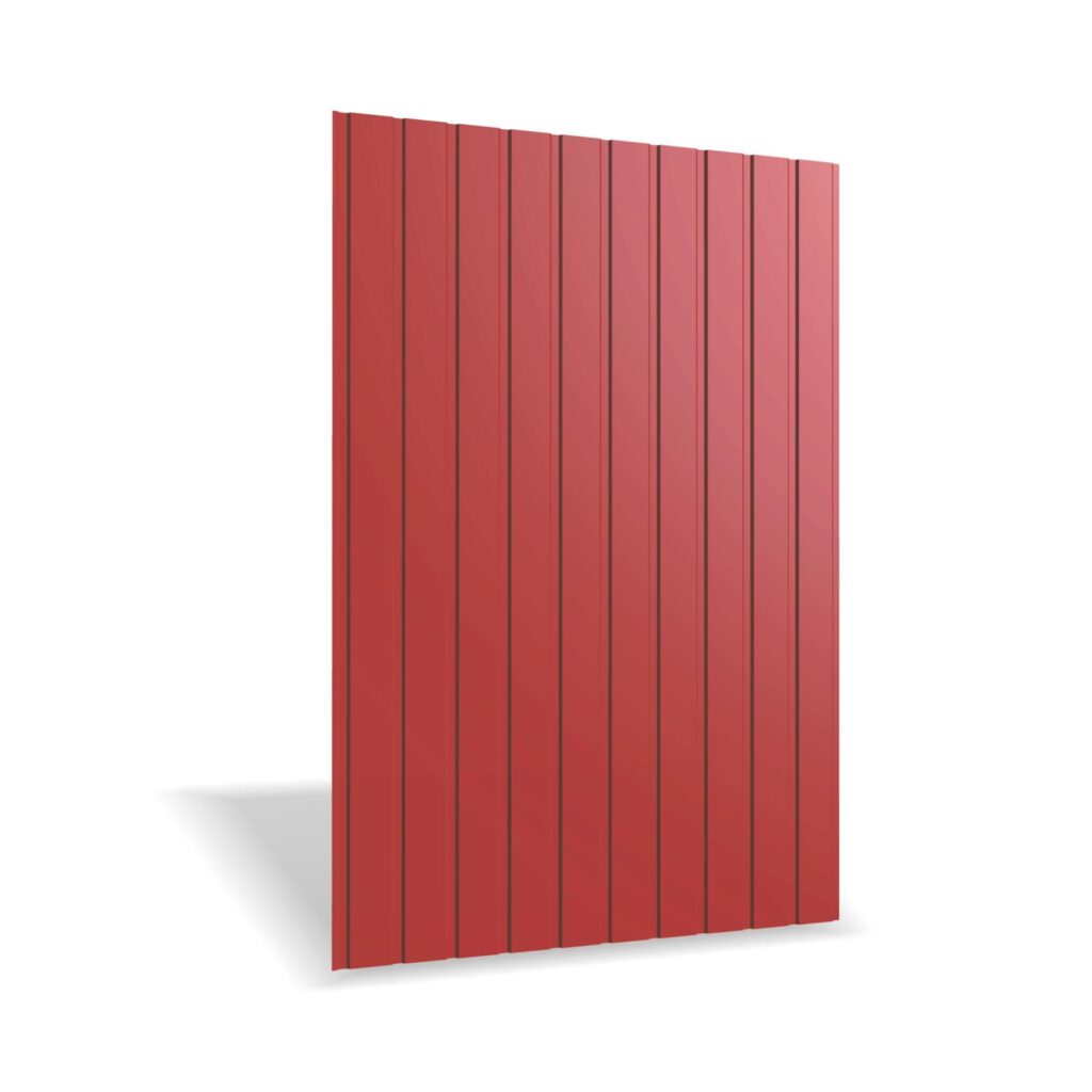 Tablă cutată RUFSTER R8F Eco – 0,45 mm – Roșu RAL 3011 – Poliester lucios