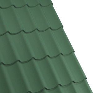 Țiglă metalică RUFSTER AQUA 3D Eco – 0,45 mm – Verde-crom RAL 6020 – Poliester mat structurat (MS)