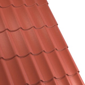 Țiglă metalică RUFSTER AQUA 3D Eco – 0,45 mm – Maro-cupru RAL 8004 – Poliester mat structurat (MS)