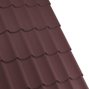Țiglă metalică RUFSTER AQUA 3D Eco – 0,45 mm – Maro RAL 8017 – Poliester mat structurat (MS)