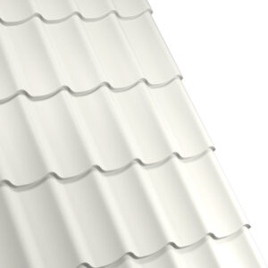 Țiglă metalică RUFSTER AQUA 3D Eco – 0,45 mm – Alb RAL 9002 – Poliester lucios
