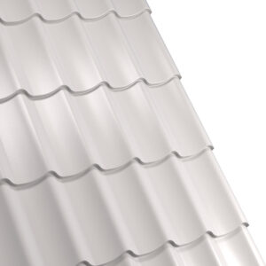 Țiglă metalică RUFSTER AQUA 3D Eco – 0,45 mm – Gri-aluminiu RAL 9006 – Poliester lucios