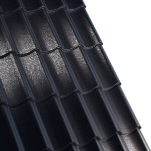 Țiglă metalică RUFSTER AQUA 3D Extra – 0,55 mm – Negru RAL 9005 – Super-poliester MPR