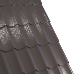 Țiglă metalică RUFSTER AQUA 3D Extra – 0,55 mm – Maro-grafit RAL 8019 – Super-poliester MPR