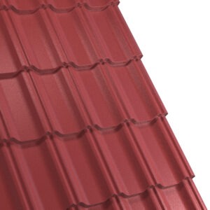 Țiglă metalică RUFSTER CELESTA Eco – 0,45 mm – Cărămiziu RAL 3009 – Poliester mat structurat (MS)
