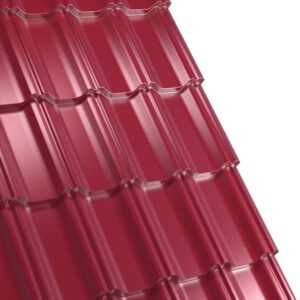 Țiglă metalică RUFSTER CELESTA Eco – 0,45 mm – Vișiniu RAL 3005 – Poliester lucios