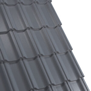 Țiglă metalică RUFSTER CELESTA Eco – 0,45 mm – Gri-grafit RAL 7024 – Poliester mat structurat (MS)