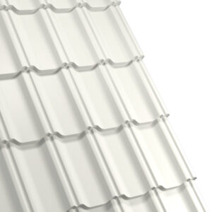 Țiglă metalică RUFSTER CELESTA Eco – 0,45 mm – Alb RAL 9002 – Poliester lucios