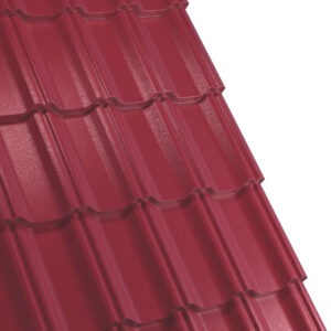 Țiglă metalică RUFSTER CELESTA Premium – 0,50 mm – Vișiniu RAL 3005 – Super-poliester MPR