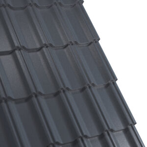 Țiglă metalică RUFSTER CELESTA Premium – 0,50 mm – Gri-antracit RAL 7016 – Poliester mat structurat (MS)