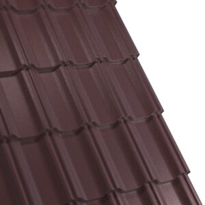 Țiglă metalică RUFSTER CELESTA Premium – 0,50 mm – Maro RAL 8017 – Poliester mat structurat (MS)