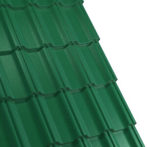 Țiglă metalică RUFSTER CELESTA Premium – 0,50 mm – Verde RAL 6005 – Poliester mat structurat (MS)