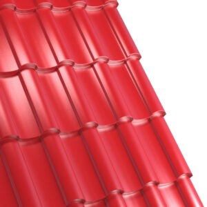 Țiglă metalică RUFSTER NOVA Eco – 0,45 mm – Roșu RAL 3011 – Poliester lucios