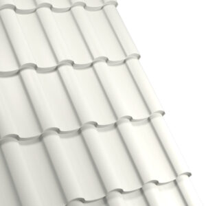 Țiglă metalică RUFSTER NOVA Premium – 0,50 mm – Alb RAL 9002 – Poliester lucios