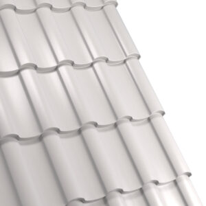 Țiglă metalică RUFSTER NOVA Premium – 0,50 mm – Gri-aluminiu RAL 9006 – Poliester lucios