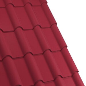 Țiglă metalică RUFSTER TERRA Eco – 0,45 mm – Vișiniu RAL 3005 – Poliester mat structurat (MS)