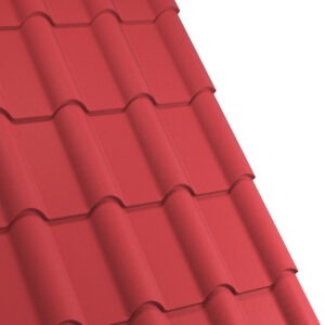 Țiglă metalică RUFSTER TERRA Eco – 0,45 mm – Roșu RAL 3011 – Poliester mat structurat (MS)