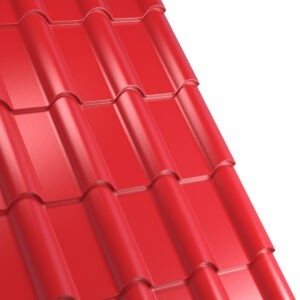 Țiglă metalică RUFSTER TERRA Eco – 0,45 mm – Roșu RAL 3011 – Poliester lucios