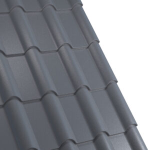 Țiglă metalică RUFSTER TERRA Eco – 0,45 mm – Gri-grafit RAL 7024 – Poliester mat structurat (MS)
