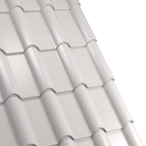 Țiglă metalică RUFSTER TERRA Eco – 0,45 mm – Gri-aluminiu RAL 9006 – Poliester lucios
