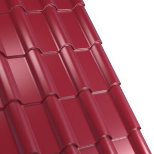 Țiglă metalică RUFSTER TERRA Premium – 0,50 mm – Vișiniu RAL 3005 – Poliester lucios