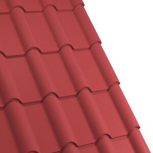Țiglă metalică RUFSTER TERRA Premium – 0,50 mm – Cărămiziu RAL 3009 – Poliester mat structurat (MS)