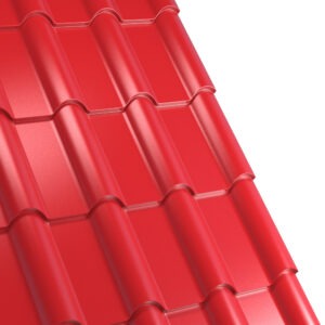 Țiglă metalică RUFSTER TERRA Premium – 0,50 mm – Roșu RAL 3011 – Poliester lucios