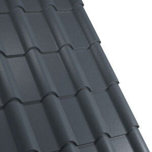 Țiglă metalică RUFSTER TERRA Premium – 0,50 mm – Gri-antracit RAL 7016 – Poliester mat structurat (MS)