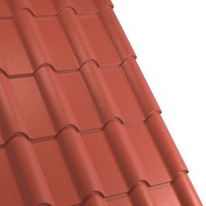 Țiglă metalică RUFSTER TERRA Premium – 0,50 mm – Maro-cupru RAL 8004 – Poliester mat structurat (MS)