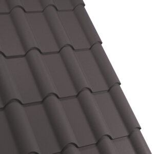 Țiglă metalică RUFSTER TERRA Premium – 0,50 mm – Maro-grafit RAL 8019 – Poliester mat structurat (MS)