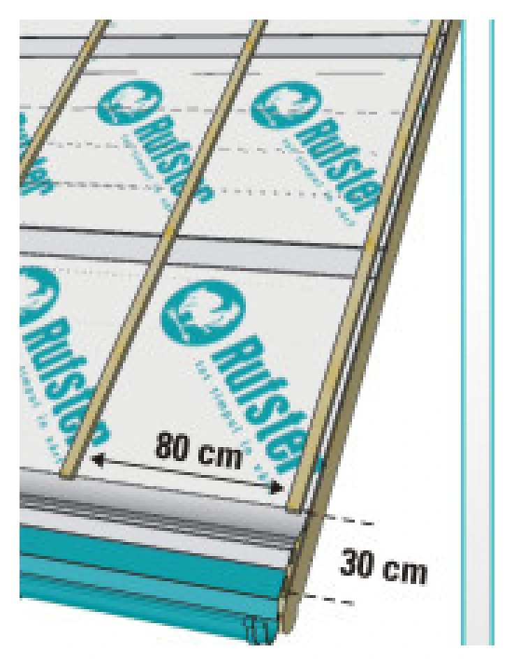 Montaj contrașipci 35 x 50 mm peste folia anticondens